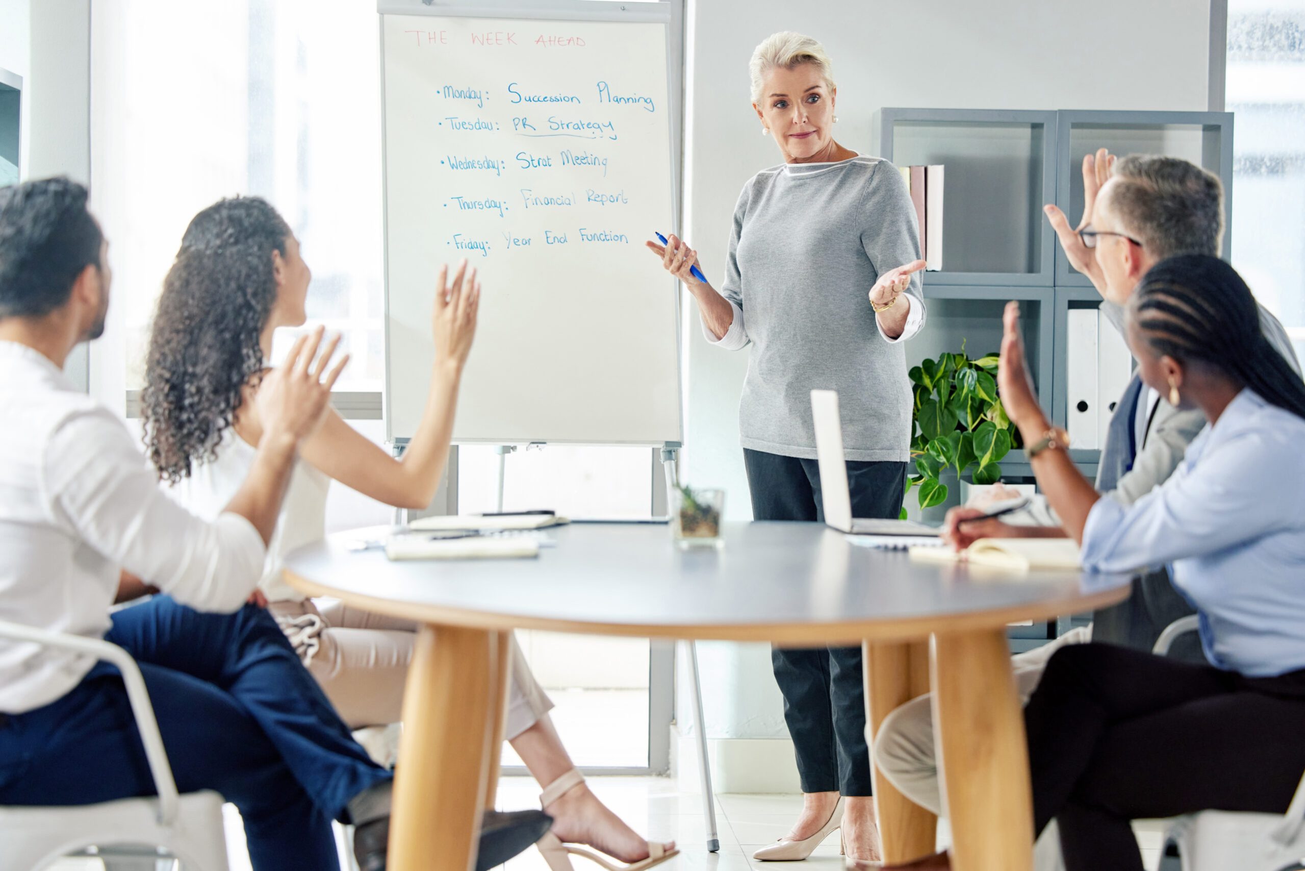 Shot of a mature businesswoman giving a presentation to her colleagues in an office.